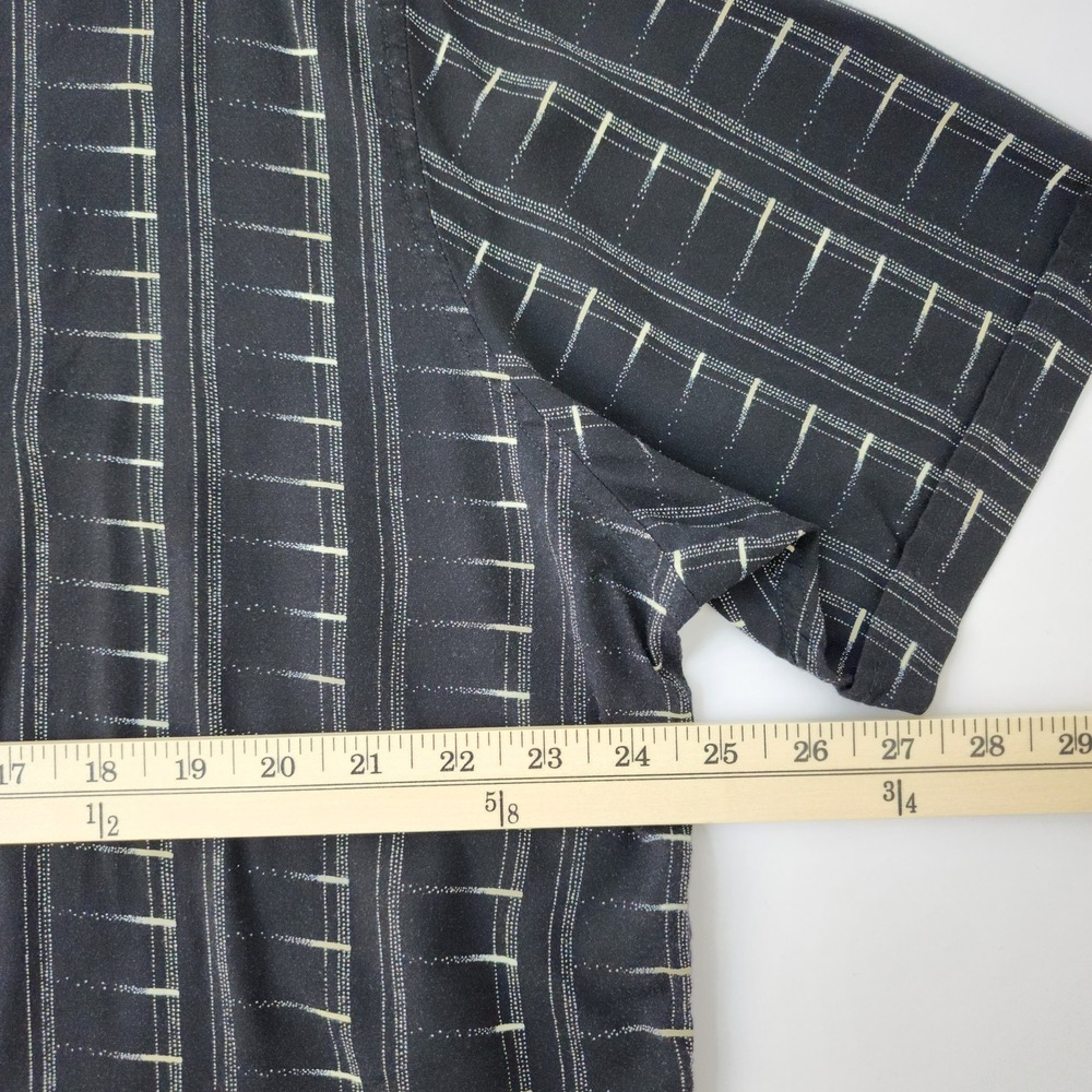 Axcess Claiborne Mens XL Blue Rayon Geometric Stripe Short Sleeve Button Down - Picture 3 of 9